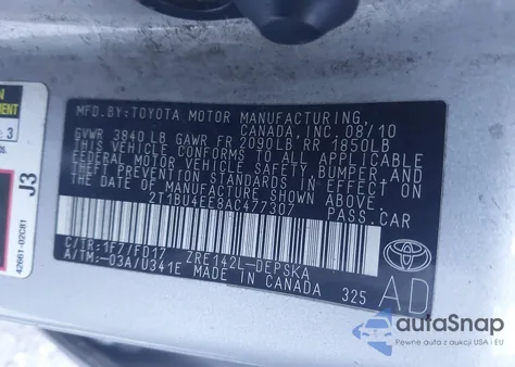 2010 Toyota Corolla S из США, поврежденный, VIN 2T1BU4EE8AC477307